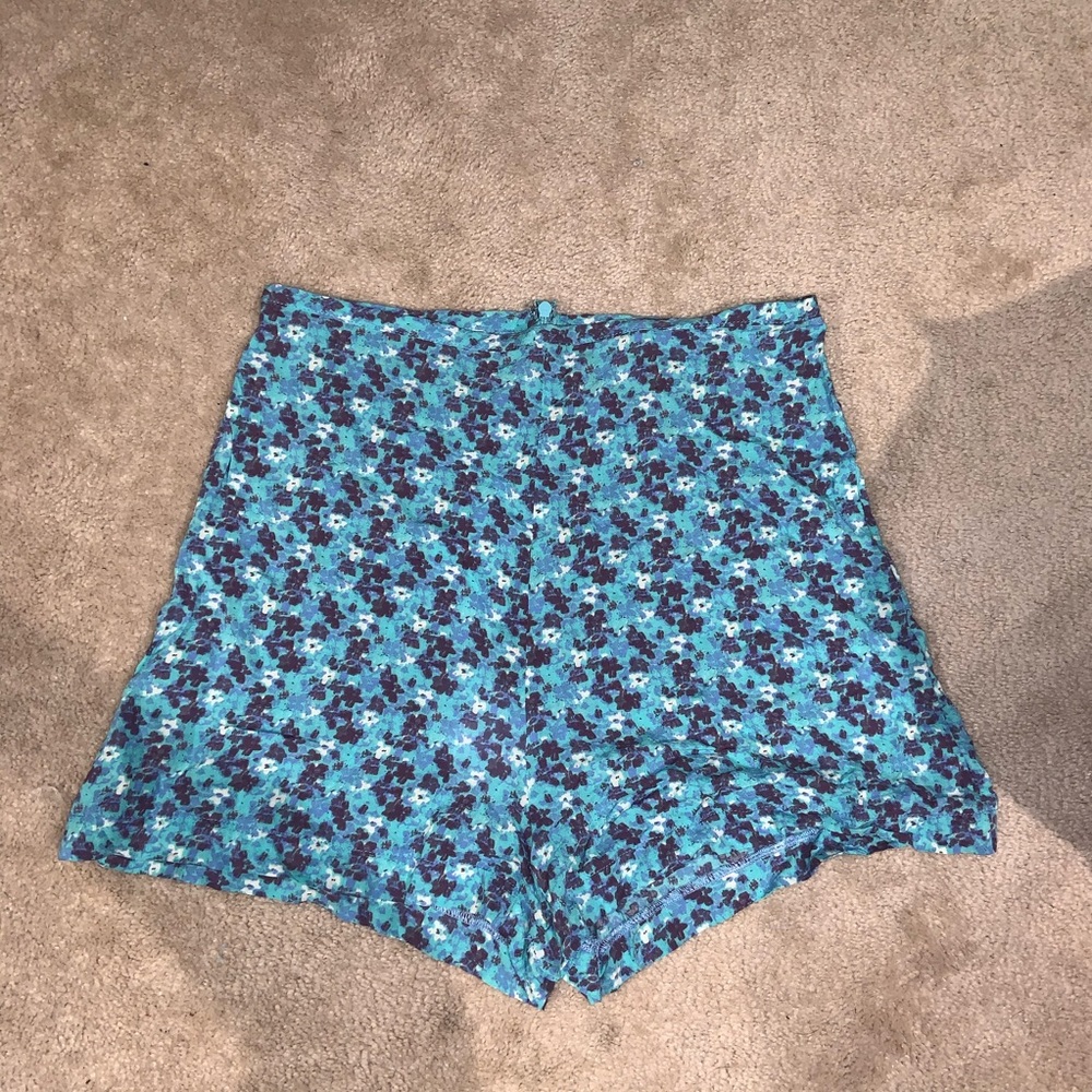 Reformation Hi-rise blue and purple floral shorts